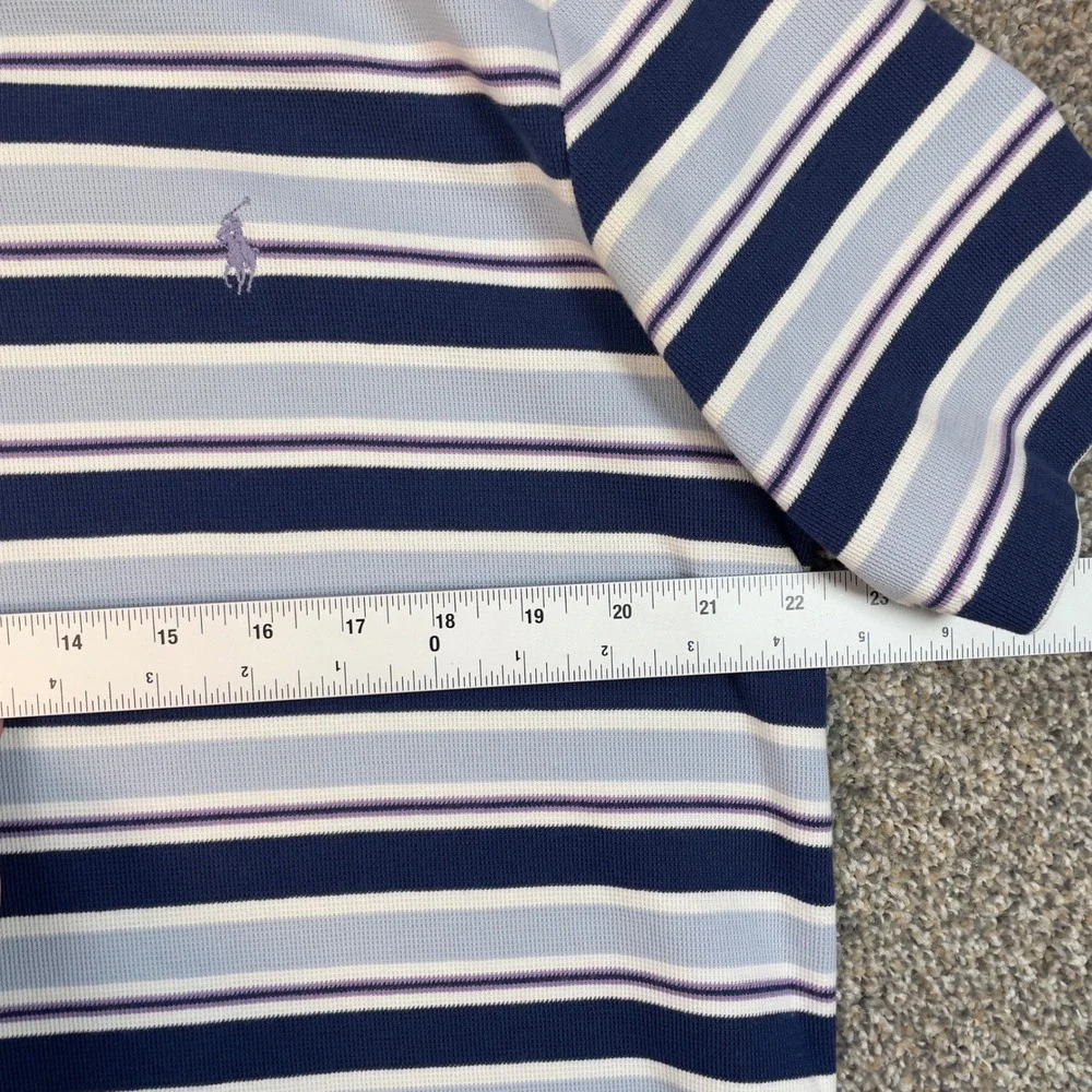 Polo Ralph Lauren Striped Polo Shirt Mens‎ Large Blue White Purple Pony Cotton